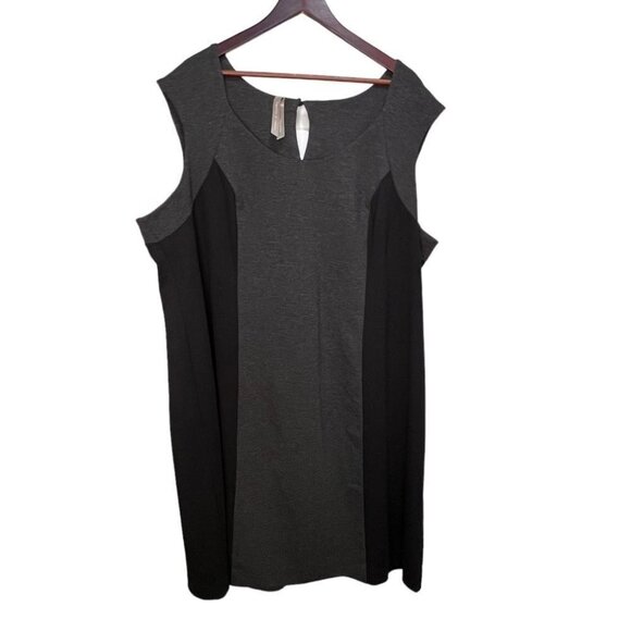 Pennington’s Black & Grey Colourblock Medium Weight MIDI Dress Size 3x - Picture 1 of 5